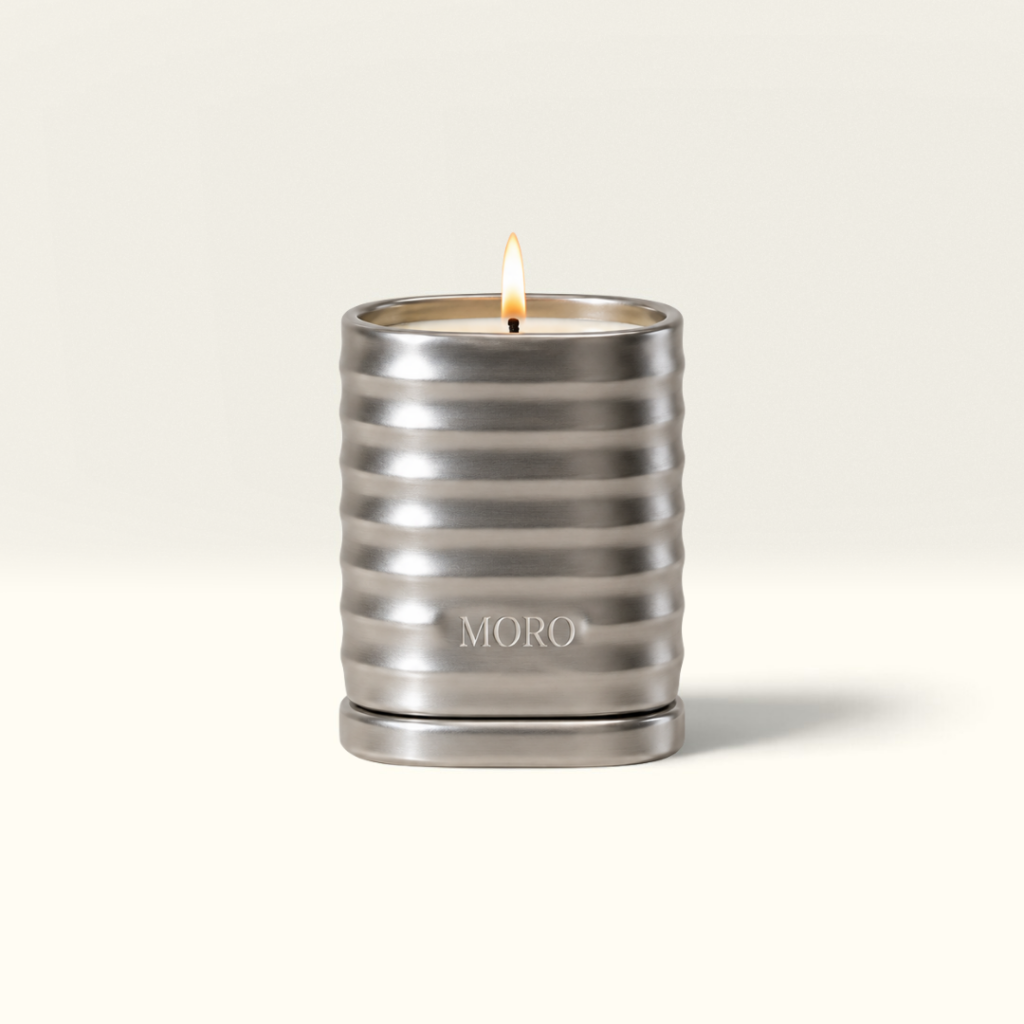 MORO Essentials kaars in chrome keramische pot