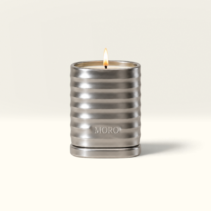MORO Essentials kaars in chrome keramische pot